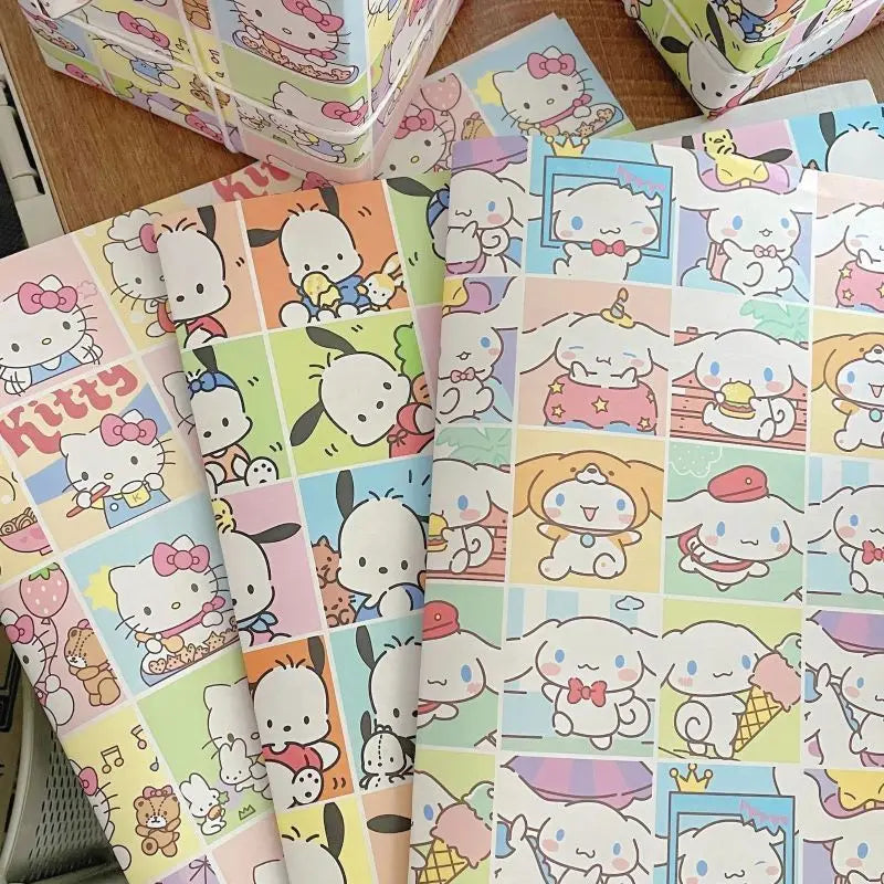 Kawaii Pochacco Wrapping Paper Sanrio My Melody Cartoon Anime Cute Cinnamoroll Textbook Desk Cover Girls Student Birthday Gifts