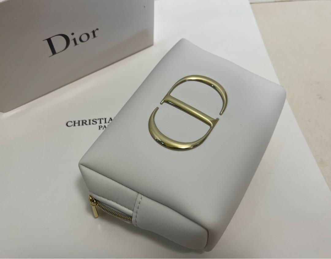 Dior Beauty White Mini Makeup Cosmetics Bag / Pouch / Clutch / Case, CD