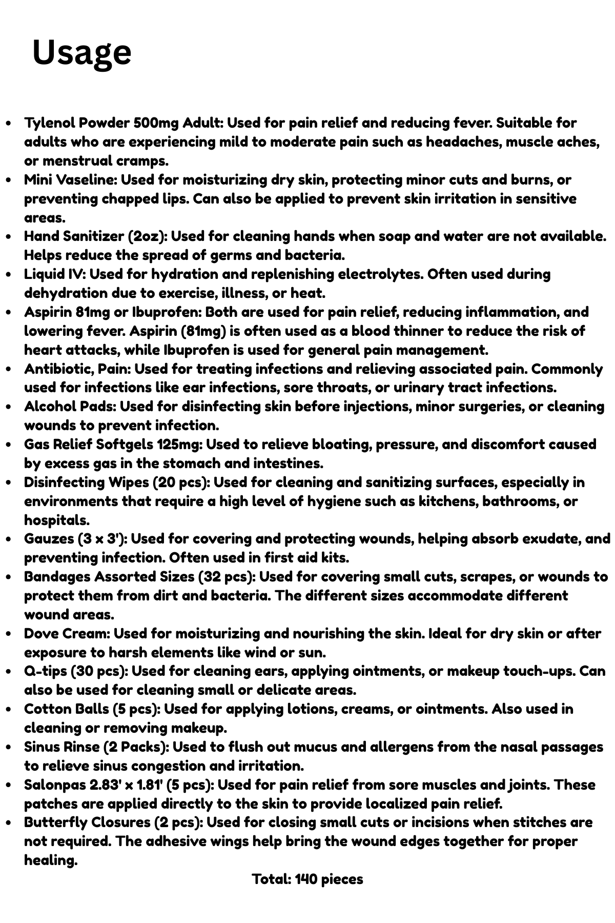 Emergency Kit with Case - 140 Essential Pieces for Home & Travel