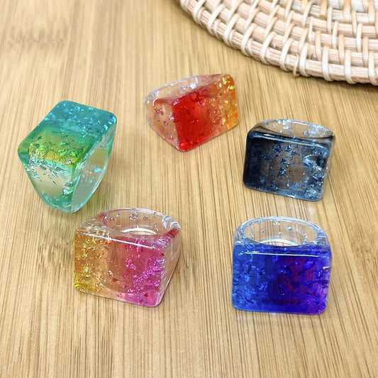 New Trendy Colorful Acrylic Rings Sets for Women Geometric Square Large Finger Ring for Girls Simple Ins Party Fashion Jewelry