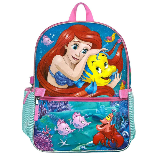 Disney's The Little Mermaid Ariel Kids 5-Piece Backpack Set, Lunch Bag - Bundle with 15? Ariel Backpack, Lunch Box, Water Bottle, Stickers, Tattoos for Kids