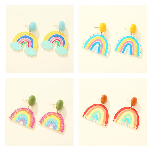 Colorful Rainbow Acrylic Earrings for Women Sweet Cartoon Cloud Transparent Cute Girls Daughter Jewelry Gifts Good Mood