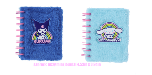 Sanrio Kuromi Cinnamoroll Fuzzy Mini Notebooks Journal 4.53in X 3.94in (2 Pcs)