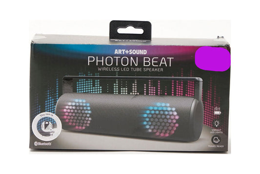 Art + Sound Black Photon Beat Wireless LED Tube Speaker