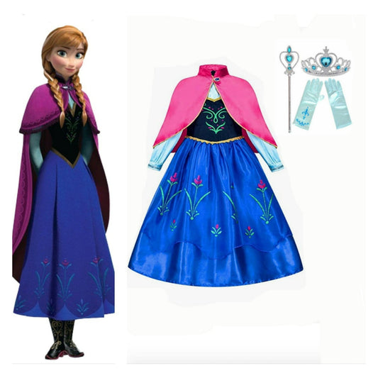 Princess Dress Children Anna Costume for Carnival Kids Snow Queen Frozen Holiday Birthday Party Dress Girl Clothes