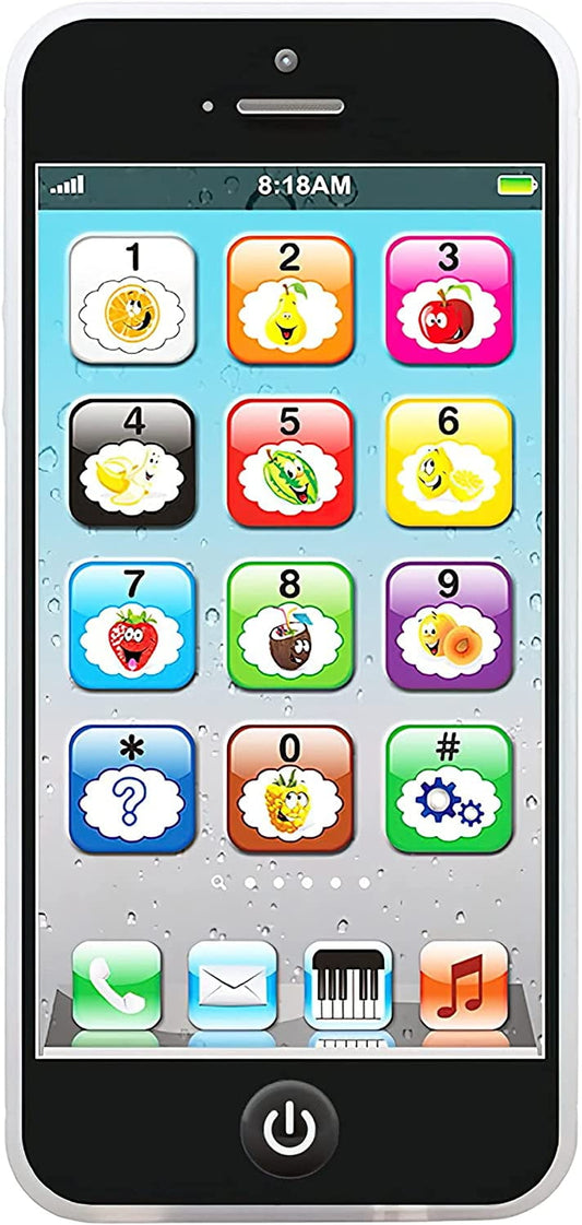 Learning Play Cell Phone with 8 Functions and Dazzling Lights for Toddler Baby Kids 12-18 Months Ages 1-3 Year Old, Black (SJ-B-2)