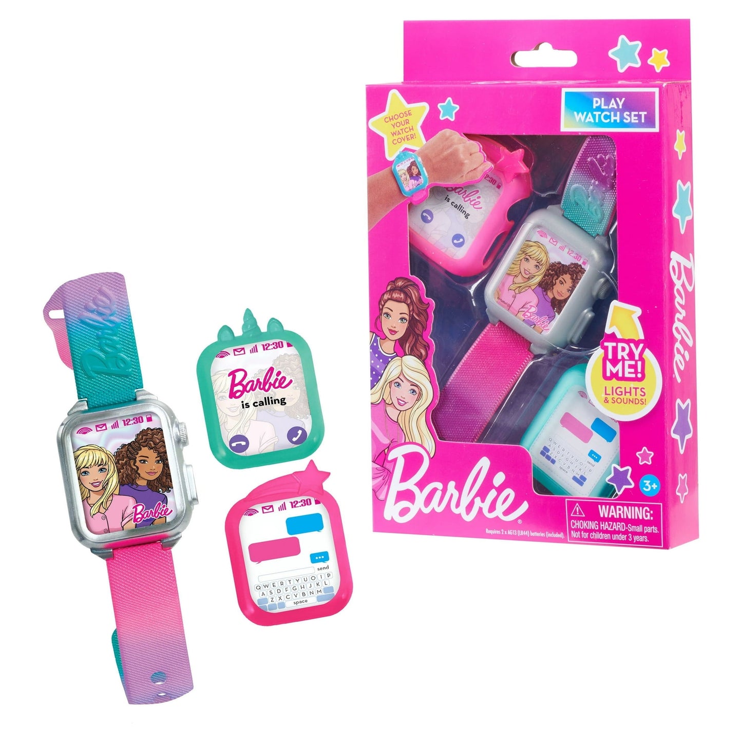 Barbie Electronic Toy Smart Watch with Lights, Sounds, and 2 Changeable Covers, Unicorn or Shooting Star, Kids Toys for Ages 3 Up, Gifts and Presents