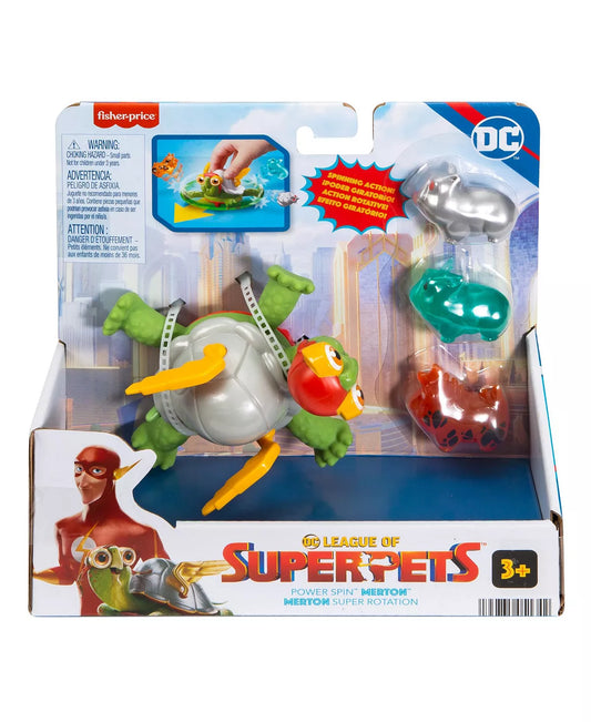 Fisher Price DC League of Super-Pets Power Spin Merton The Turtle Figure Set with Accessories for Preschool Pretend Play Ages 3 Years and Up