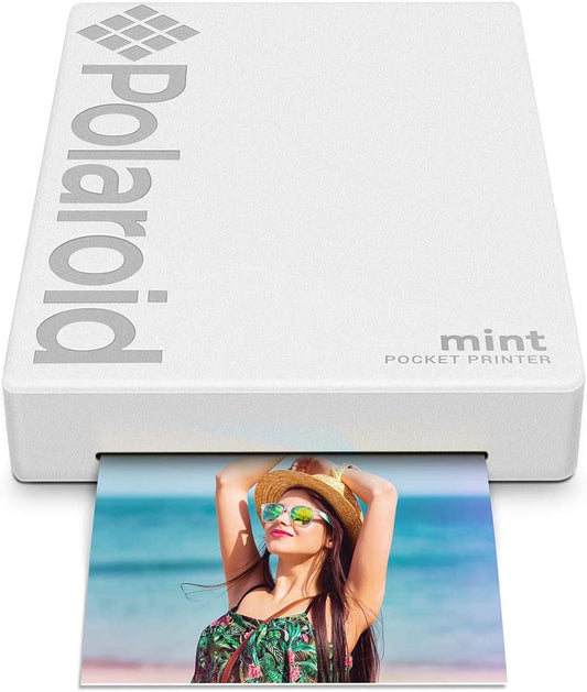 Polaroid Mint Pocket Printer W/ Zink Zero Ink Technology & Built-In Bluetooth for Android & iOS Devices - White