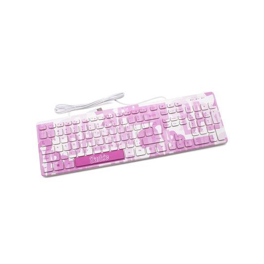 Barbie Printed Pink Ergonomic Design Wired USB Keyboard