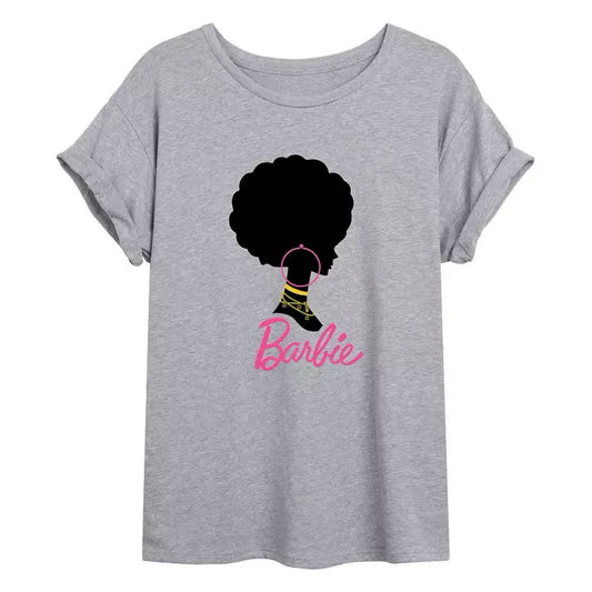 Plus Size Barbie Logo Short Sleeve Graphic Tee for Women, Gray, 1X