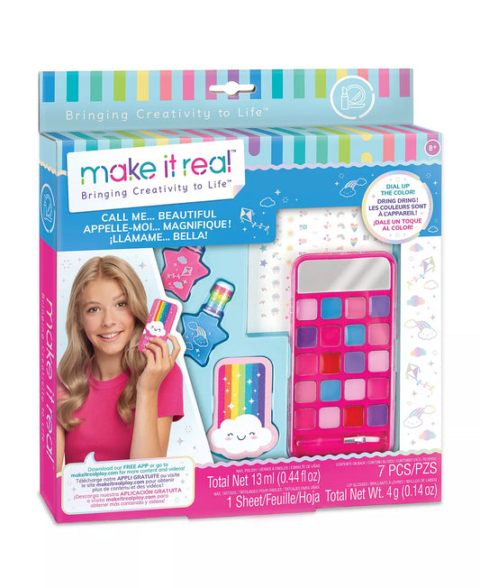 Make It Real: Call Me...Beautiful Makeover Kit - 7 Piece Cosmetic Set, Tweens & Girls, Kids Ages 8+