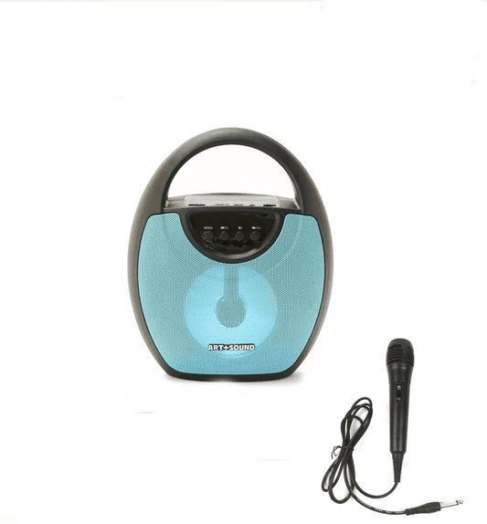 Speaker Karaoke with Microphone ,Black & Turquoise Handle Bar LED Portable Wireless Speaker