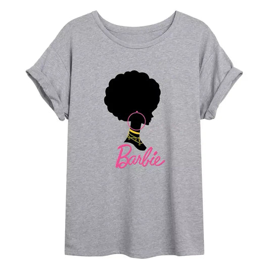 Plus Size Barbie Logo Short Sleeve Graphic Tee for Women, Gray, 4X