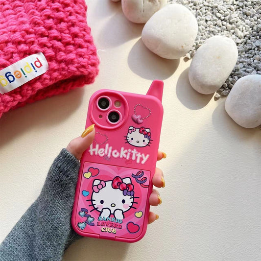 Cartoon Powerpuffs Girls Sanrio Hello Kitty Disney Mickey Vanity Mirror Phone Case for iPhone 14 Pro Max Pro Cover