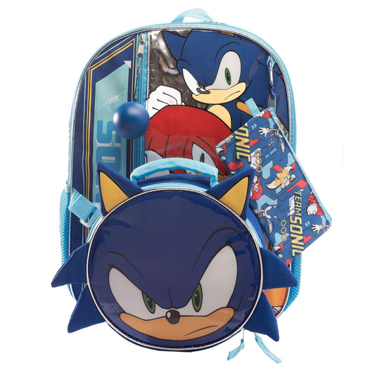 Sonic The Hedgehog 5 Piece Backpack & Lunch Box Set