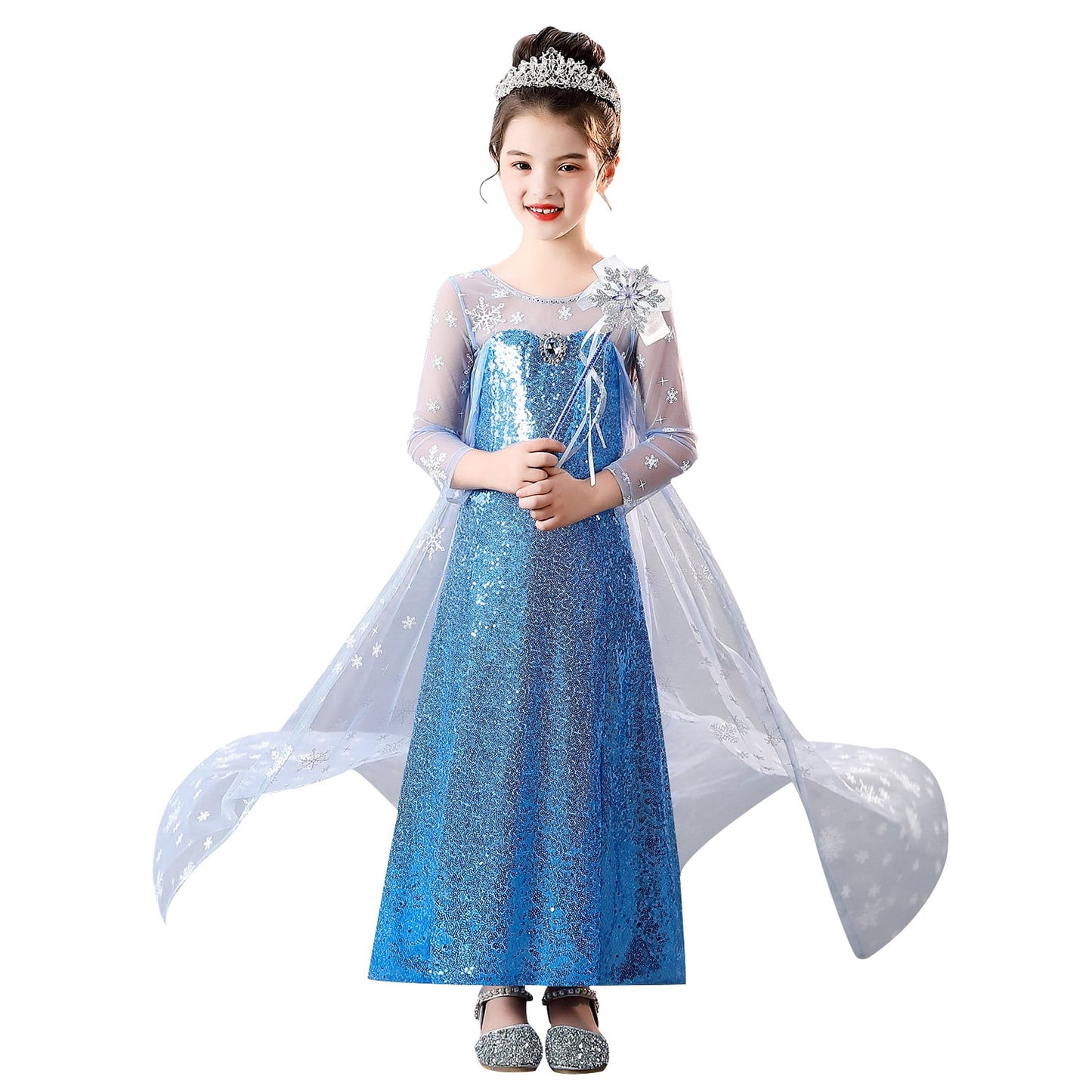 Girls' Elsa Dress Costume Luxury Sequins Halloween Birthday Party Dress