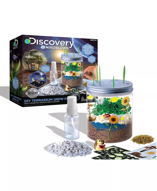 DISCOVERY #MINDBLOWN Kids DIY Terrarium Grow Kit, Fast-Growing Indoor Mini Garden